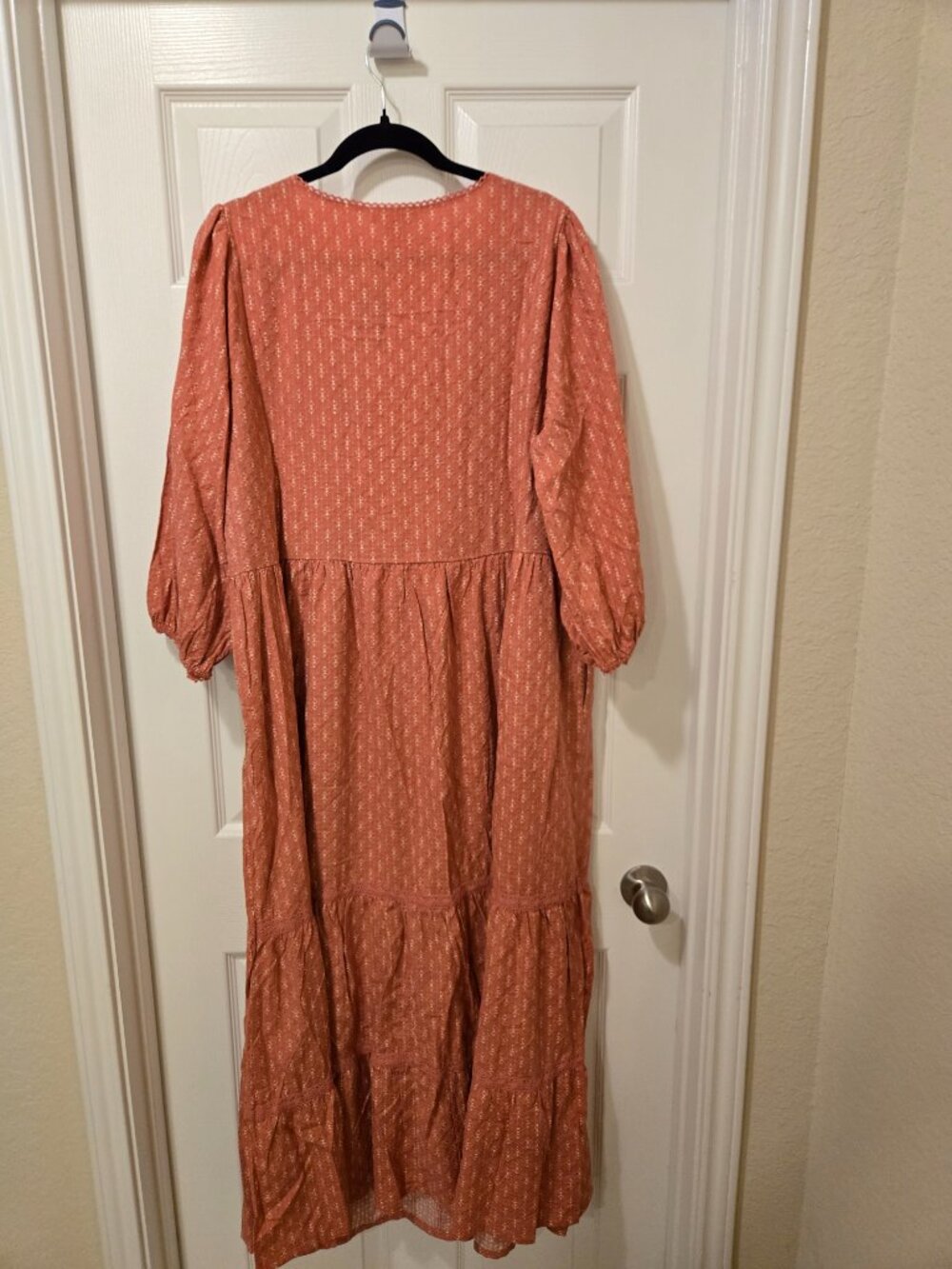 Rust Tie-Front Maxi Dress with Long Sleeves - Picture 11 of 13